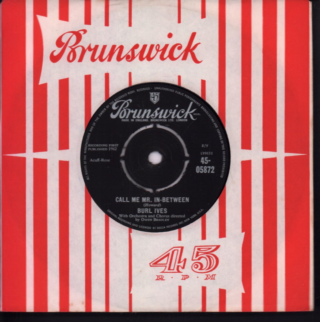 Burl Ives - Call Me Mr In-Between - 7 Inch