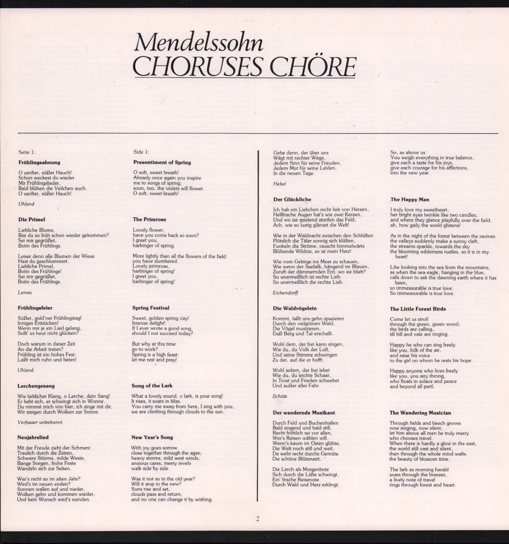 Rundfunkchor Leipzig / Leipzig Rdio Chorus / Horst Neumann - Mendelssohn Choruses - Lp