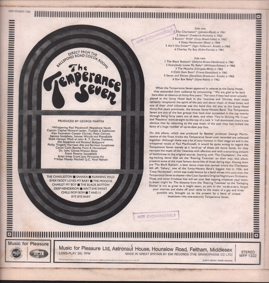 Temperance Seven - Direct From The Ballspond Road Cocoa Rooms - Lp