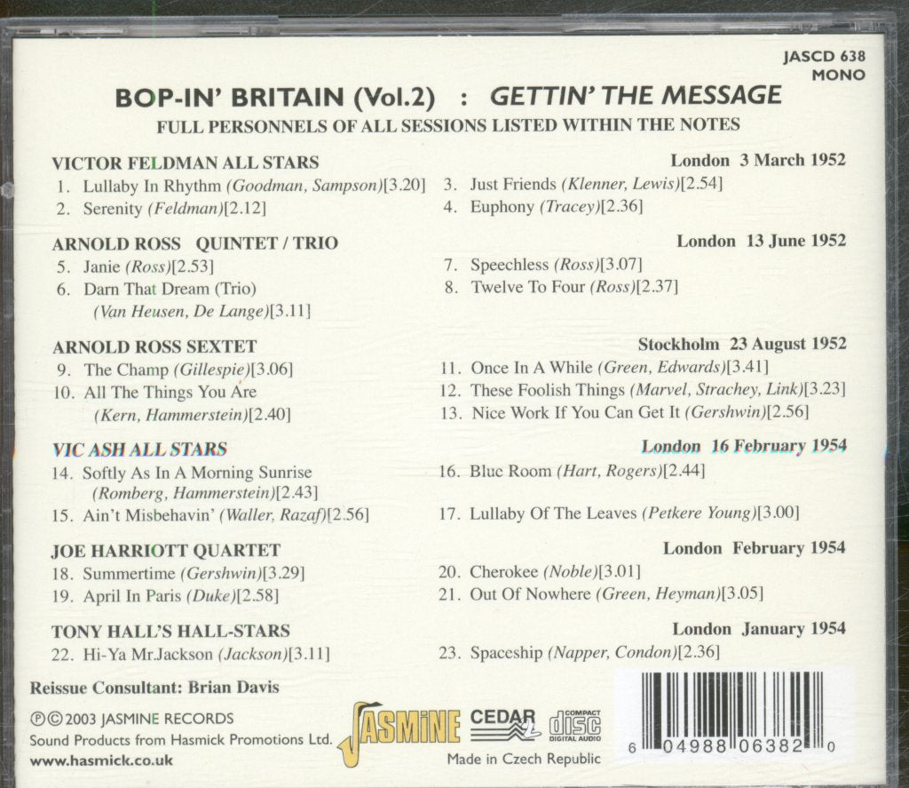 Various Artists - Bop-In' Britain Volume 2 - Gettin' The Message - Cd