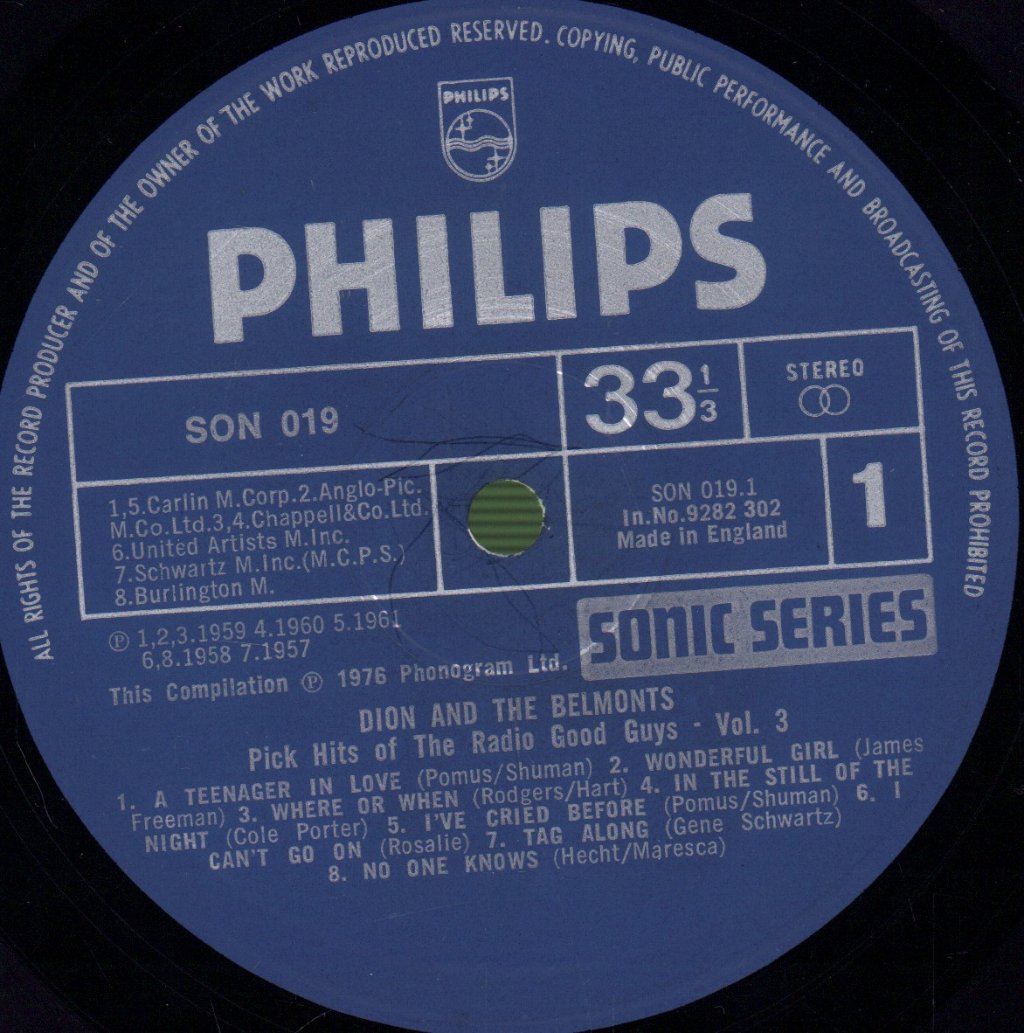Dion And The Belmonts - Pick Hits Of The Radio Good Guys Vol 3 - Lp