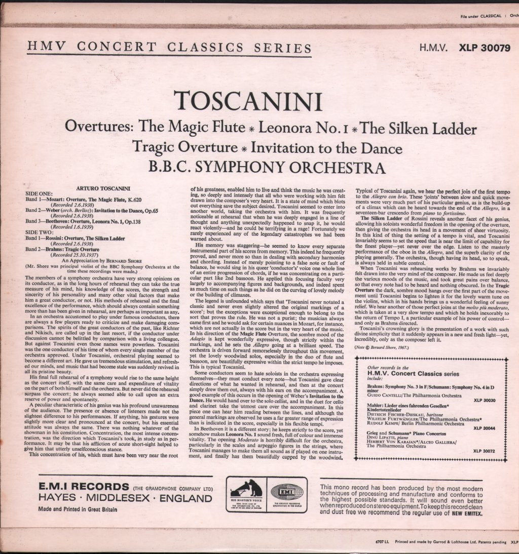 Arturo Toscanini / BBC Symphony Orchestra - Overtures - Lp