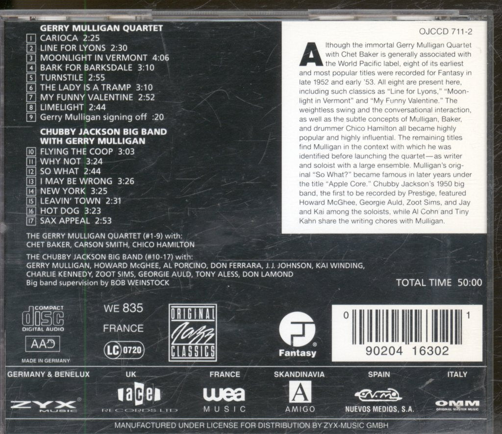 Gerry Mulligan Quartet / Chubby Jackson's Big Band - Gerry Mulligan Quartet / Chubby Jackson Big Band - Cd