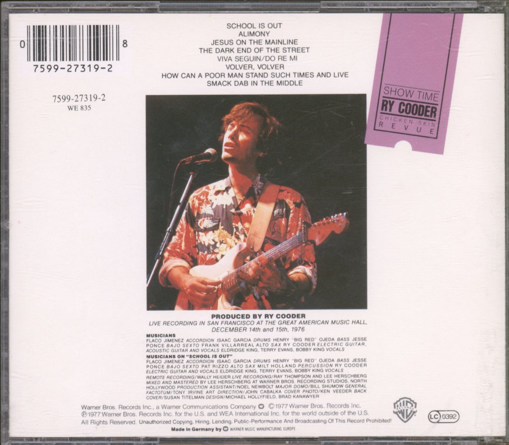 Ry Cooder - Show Time - Cd