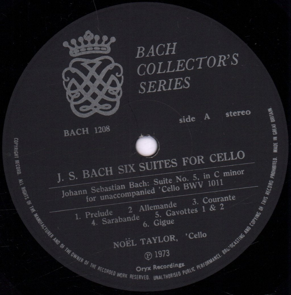 Noël Taylor - Bach Six Suites For Unaccompanied Cello BWV 1007 To 1012 part 3 - Lp