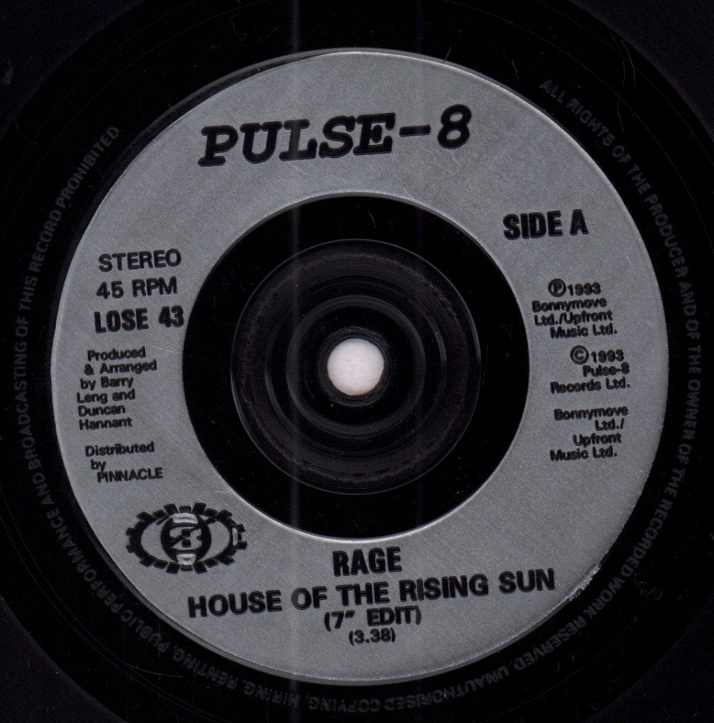 Rage (90'S Dance Artist) - House Of The Rising Sun - 7 Inch