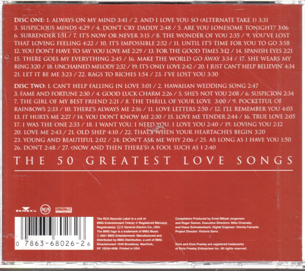 Elvis Presley - 50 Greatest Love Songs - Double Cd