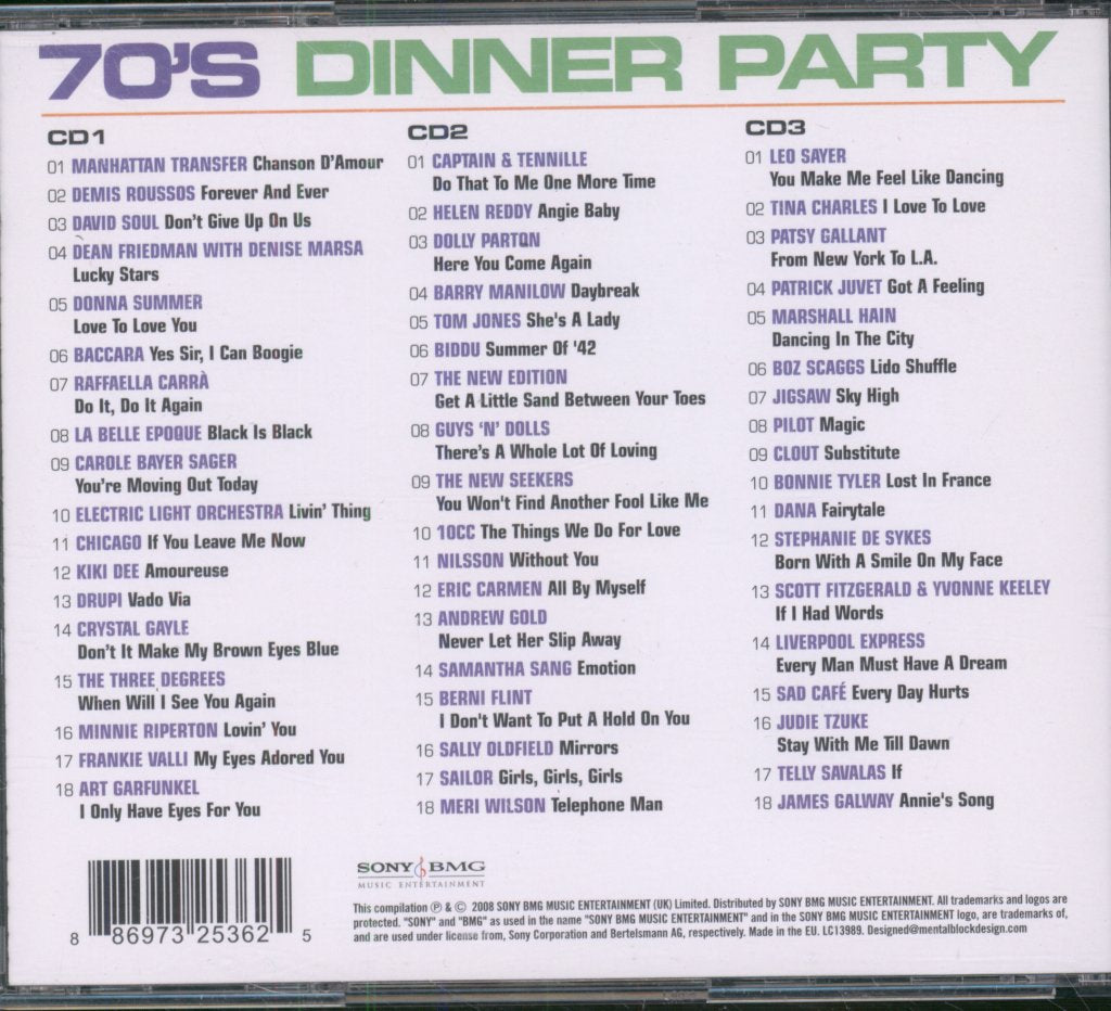 Various Artists - 70's Dinner Party - Triple Cd