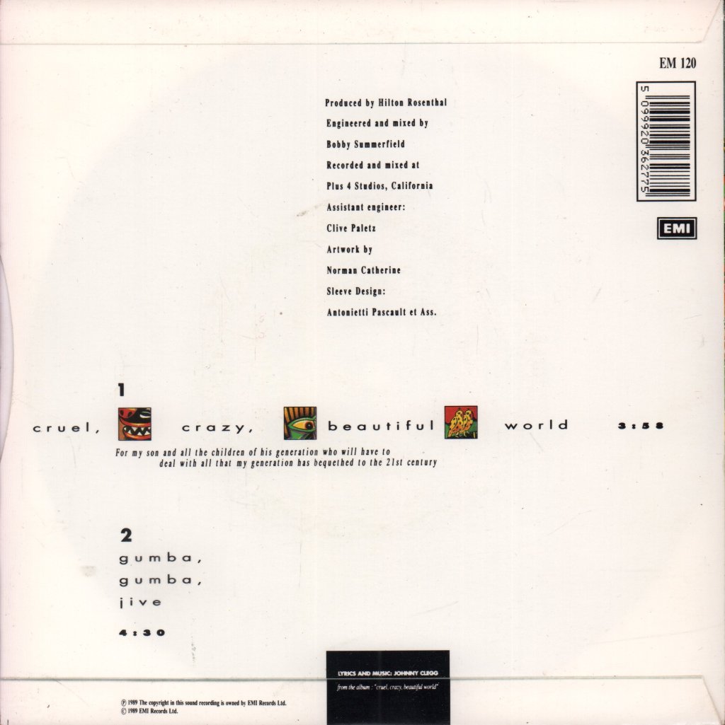 Johnny Clegg And Savuka - Cruel Crazy Beautiful World - 7 Inch