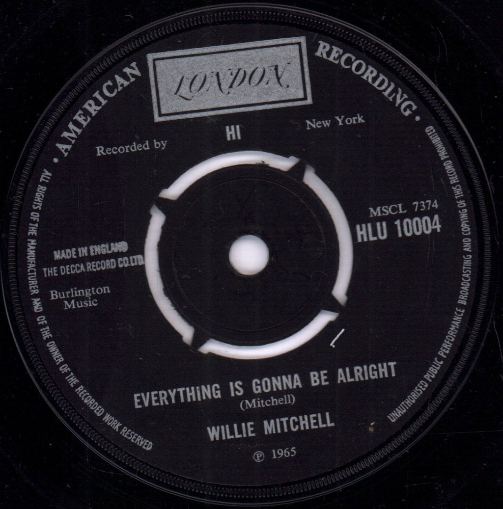 Willie Mitchell - Everything Is Gonna Be Alright - 7 Inch