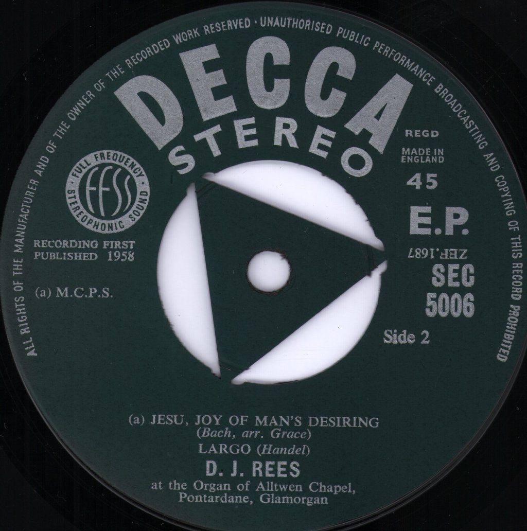D. J. Rees - Favourite Organ Melodies - 7 Inch