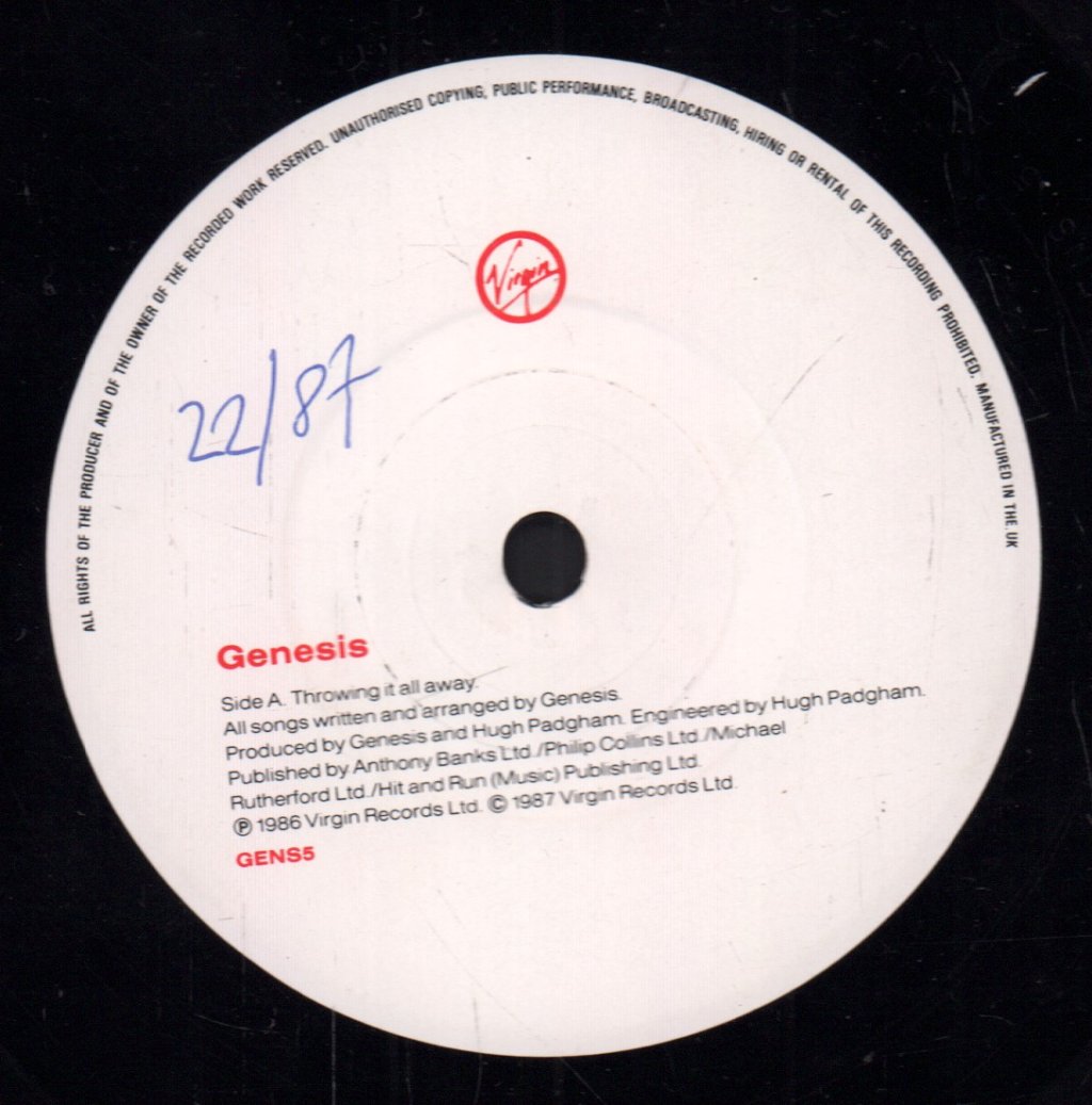Genesis - Throwing It All Away - 7 Inch