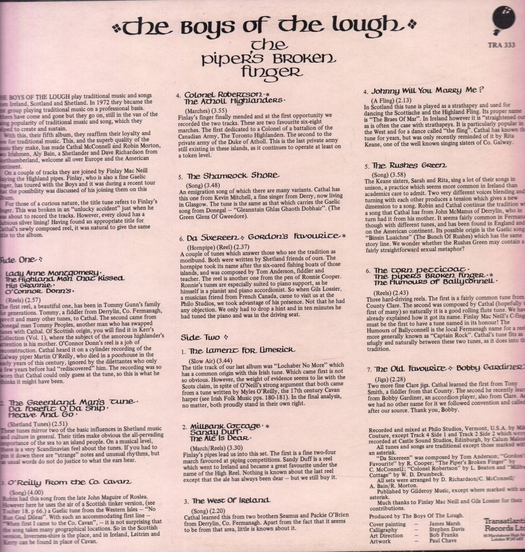Boys Of The Lough - Piper's Broken Finger - Lp