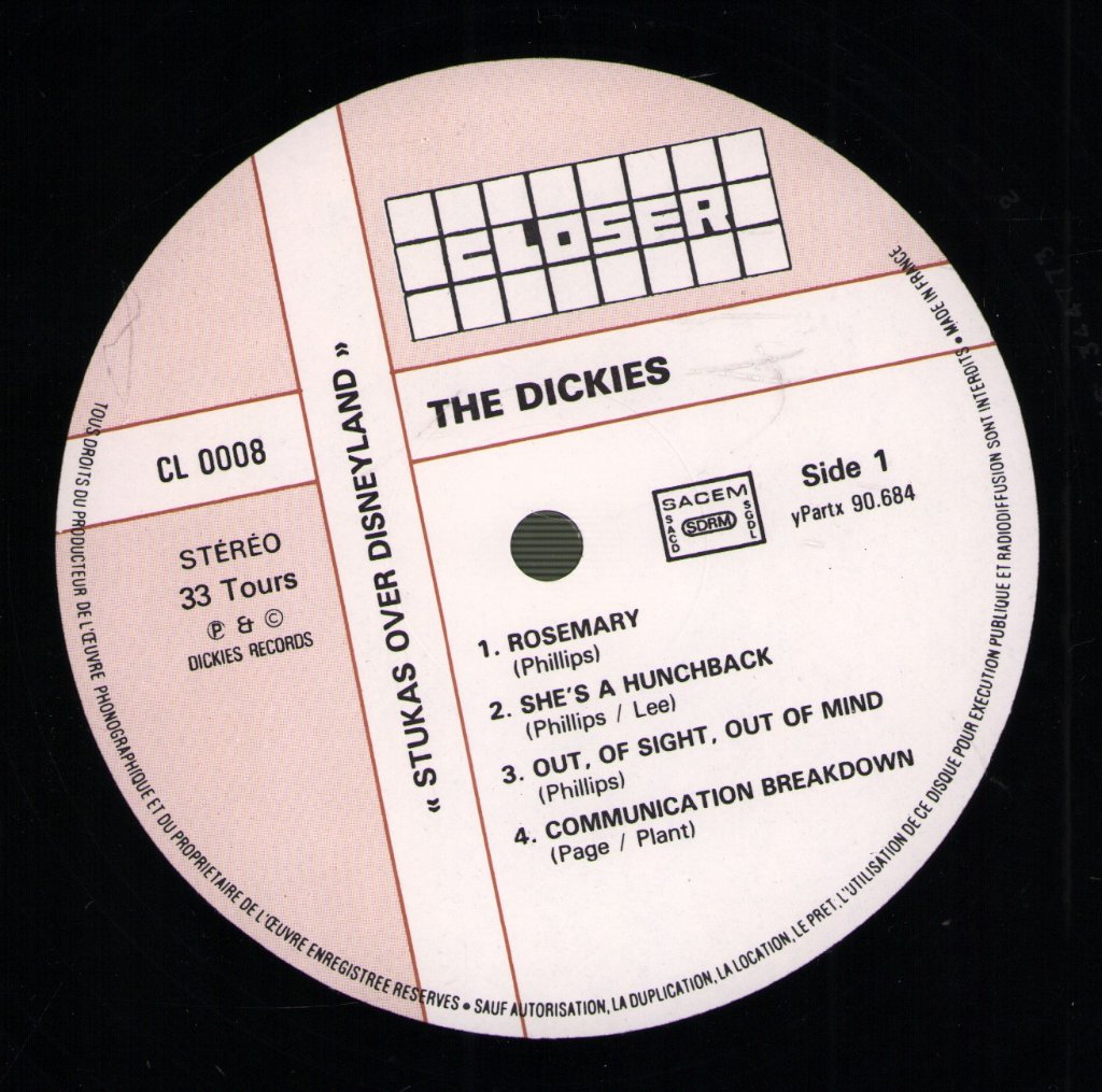 Dickies - Stukas Over Disneyland - Lp