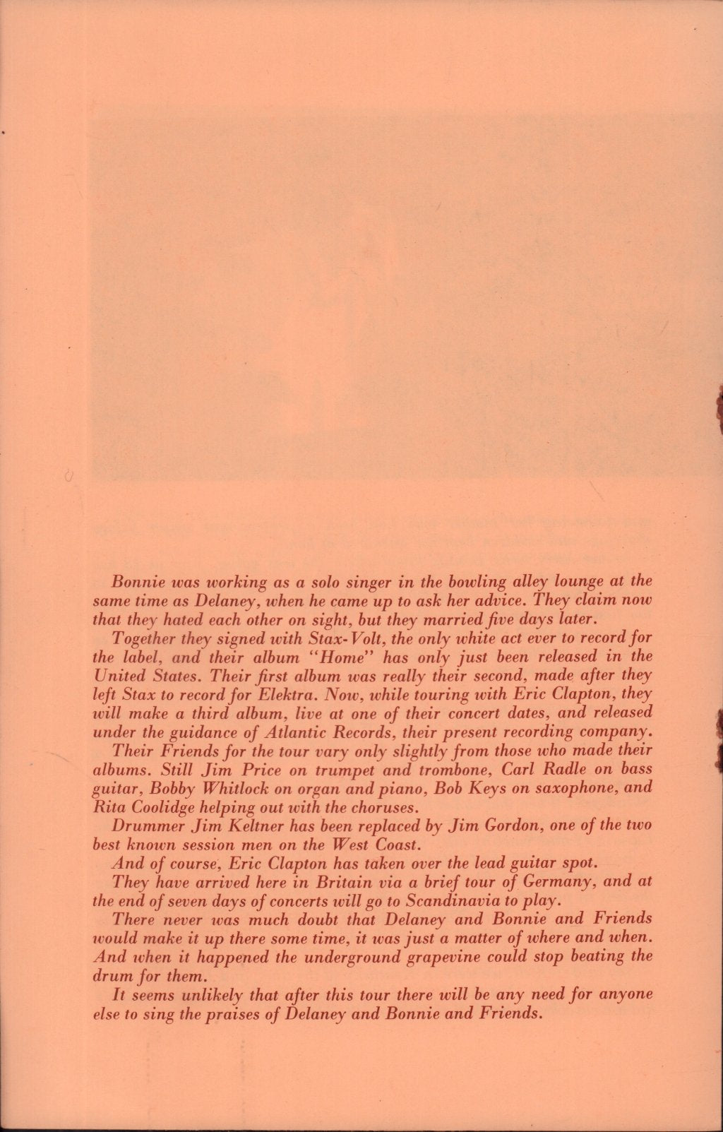 delaney and bonnie / eric clapton / p.p. arnold / ashton gardner and dyke - british tour 1969 - Tour Programme