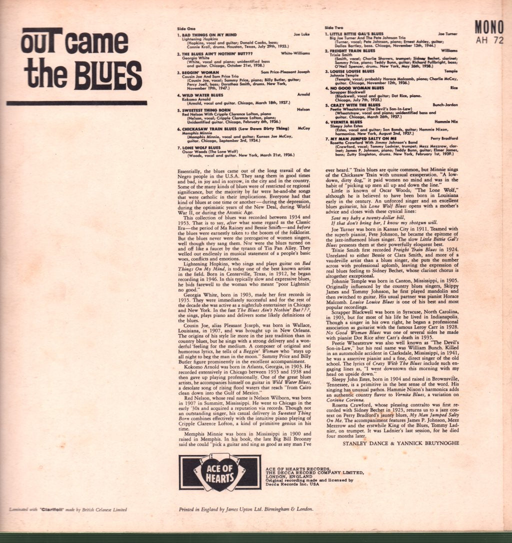 Various Artists - Out Came The Blues - Lp