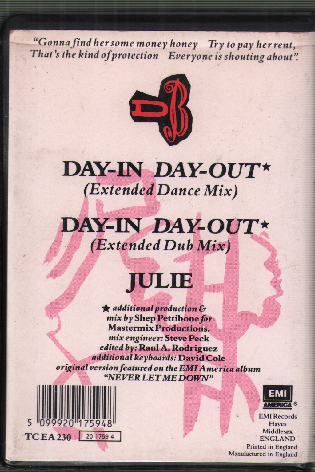 David Bowie - Day In Day Out - Cassette