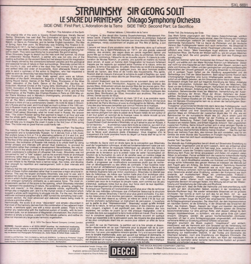 Chicago Symphony Orchestra - Stravinsky Le Sacre Du Printemps - Lp