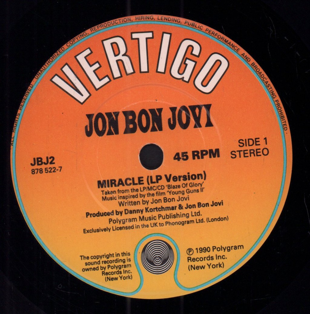 Jon Bon Jovi - Miracle - 7 Inch
