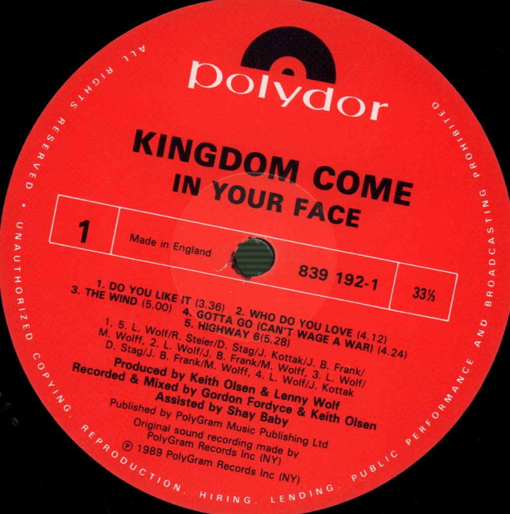 Kingdom Come - In Your Face - Lp