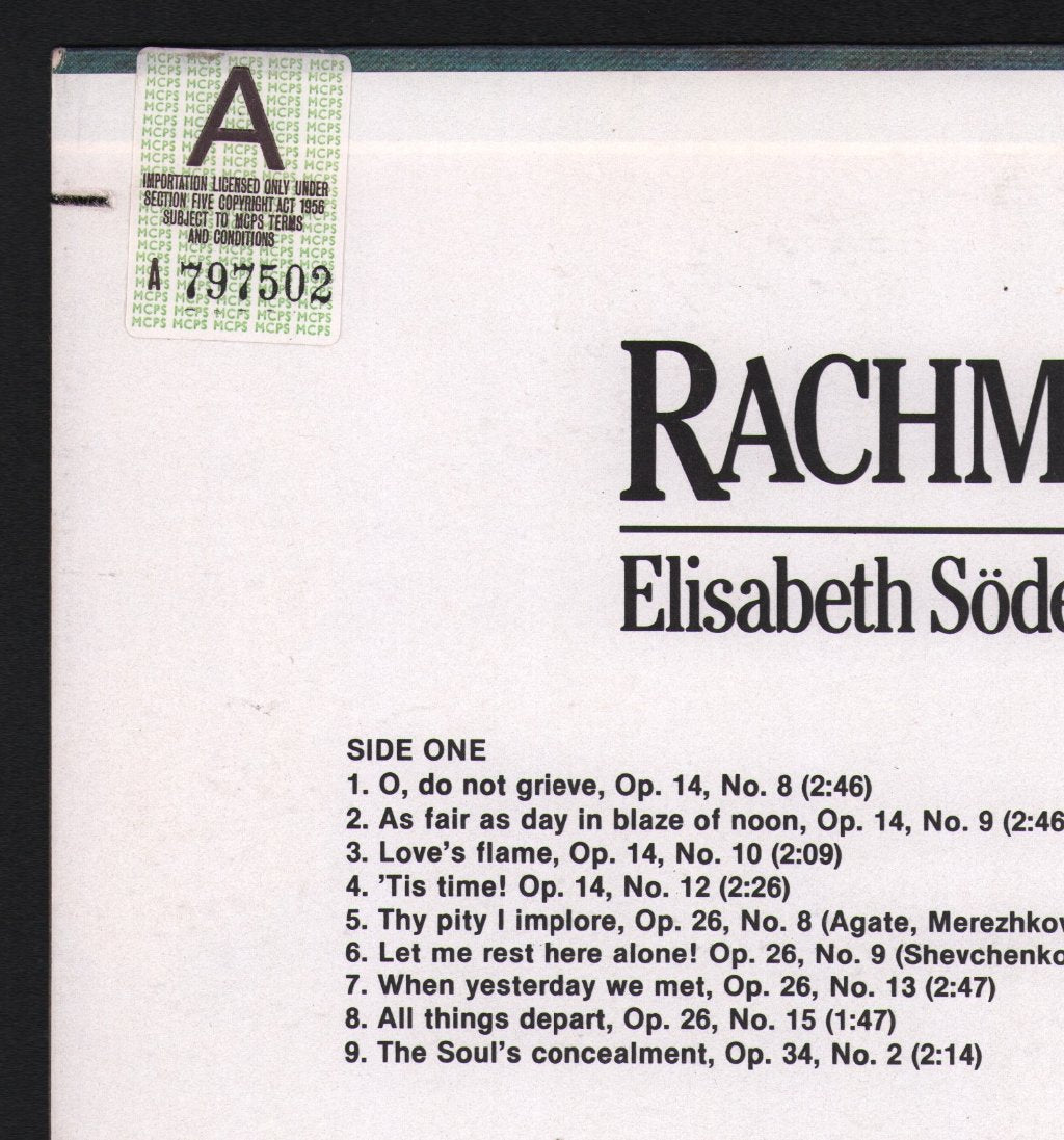 Elisabeth Soderstrom / Vladimir Ashkenazy - Rachmaninov Songs - Lp