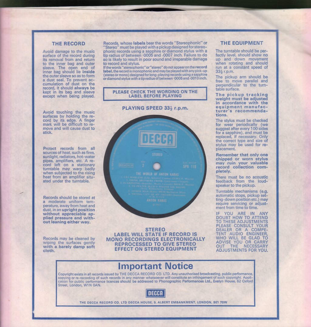 Anton Karas - World Of Anton Karas And Harry Lime - Lp