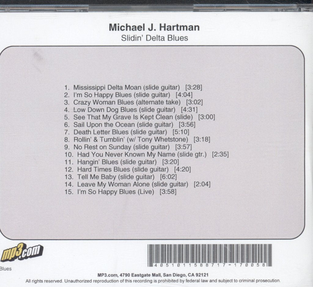 Michael J Hartman - Slidin' Delta Blues - Cdr
