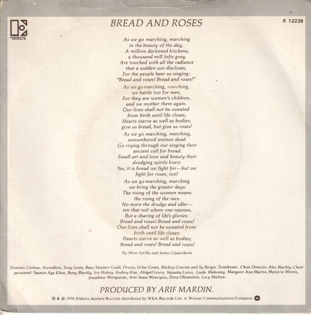 Judy Collins - Bread And Roses - 7 Inch