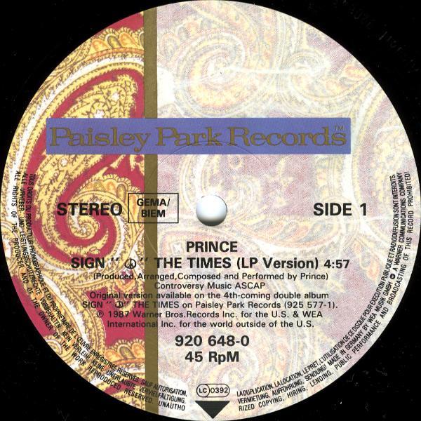 Prince - Sign "O" The Times - 12 Inch