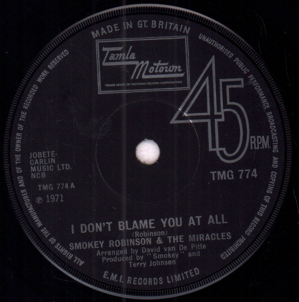 Smokey Robinson And The Miracles - I Don't Blame You At All - 7 Inch