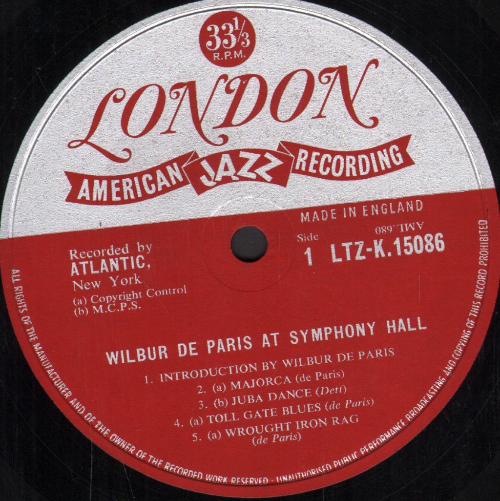 Wilbur De Paris And His New New Orleans Jazz - Wilbur De Paris At Symphony Hall - Lp