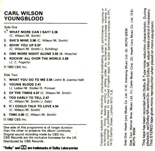 Carl Wilson - Youngblood - Cassette