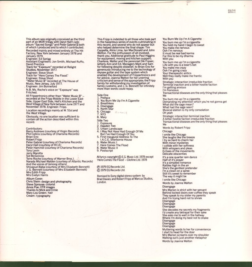 Robert Fripp - Exposure - Lp