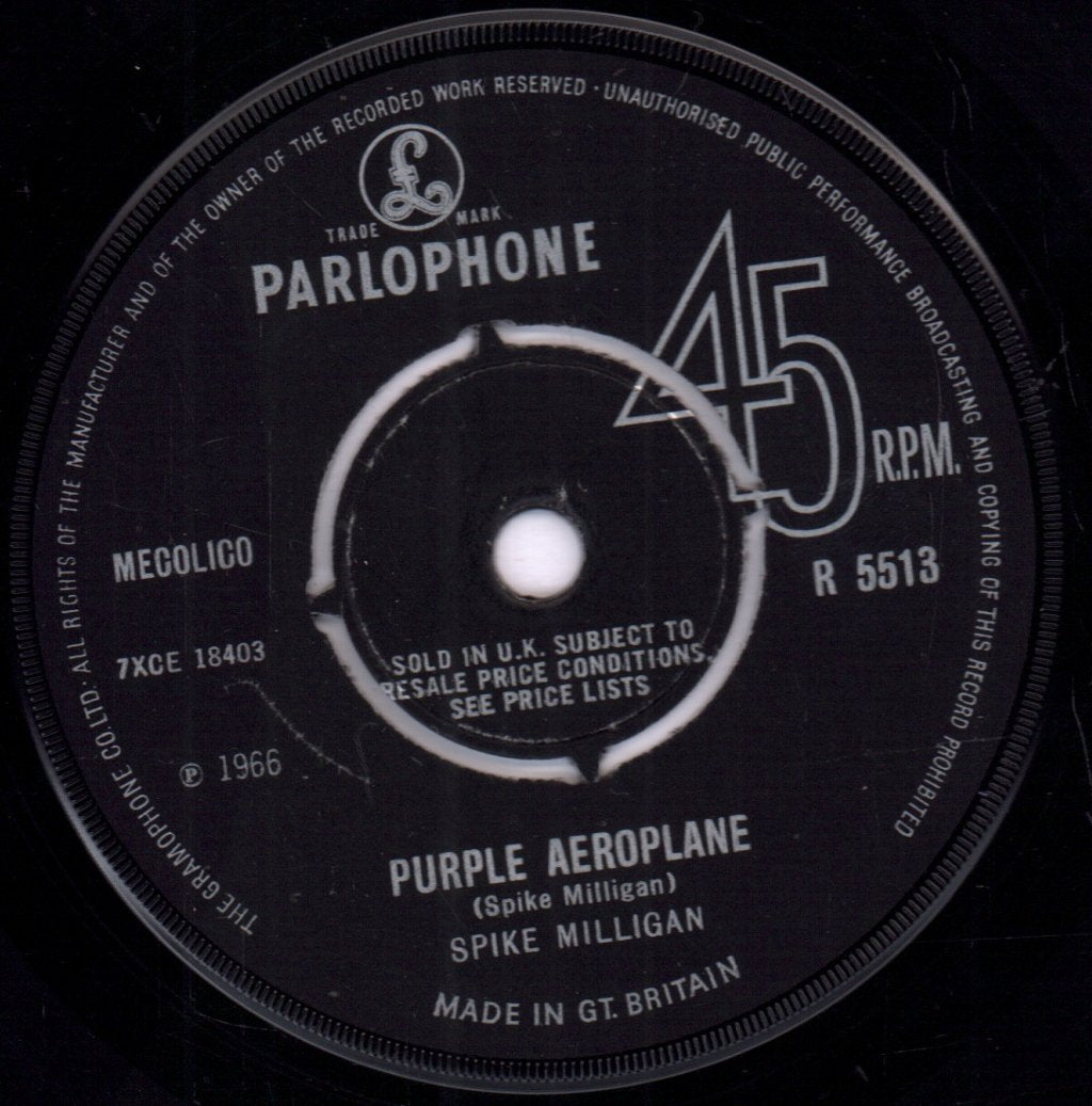 Spike Milligan - Purple Aeroplane - 7 Inch