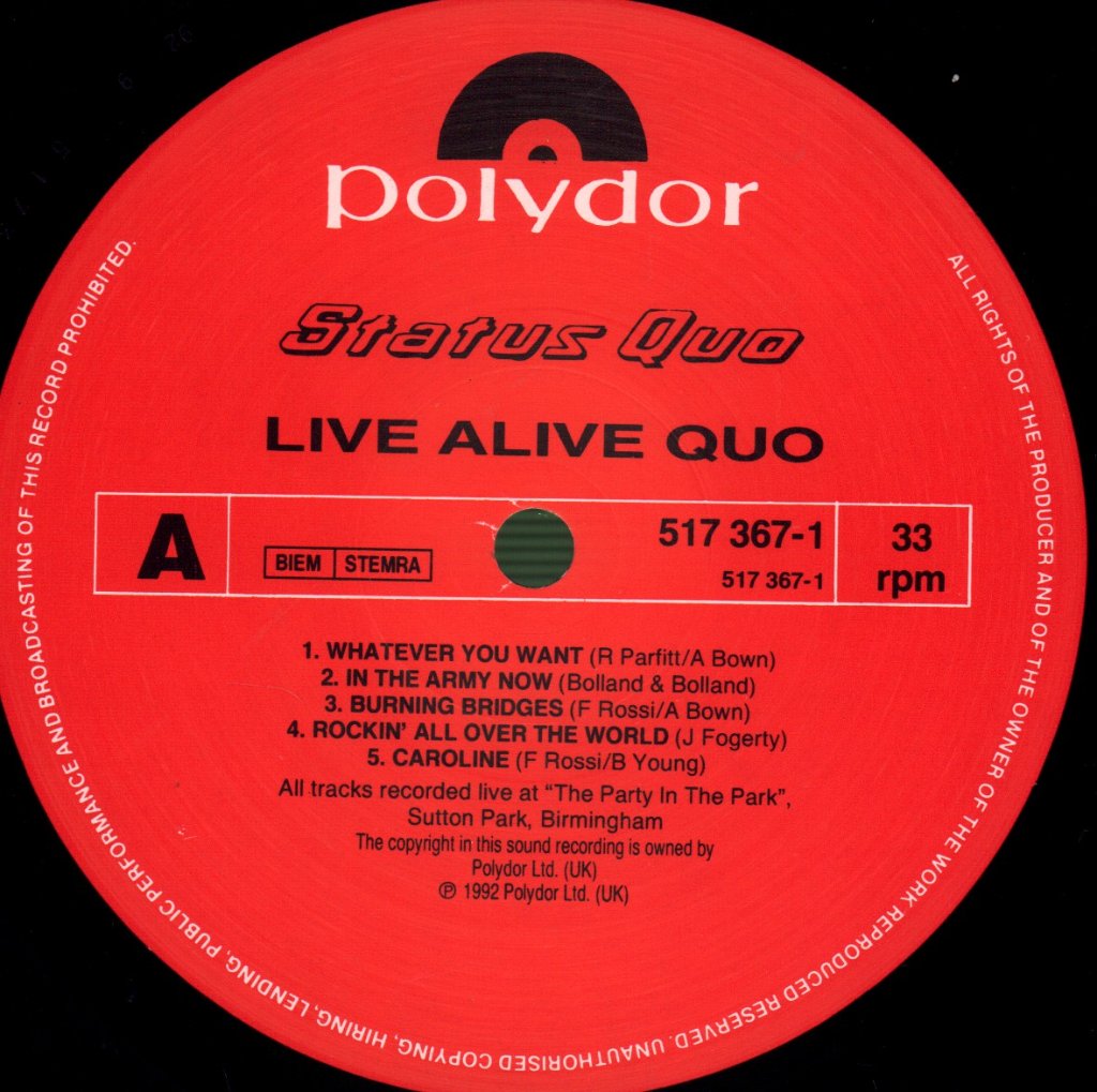 Status Quo - Live Alive Quo - Lp