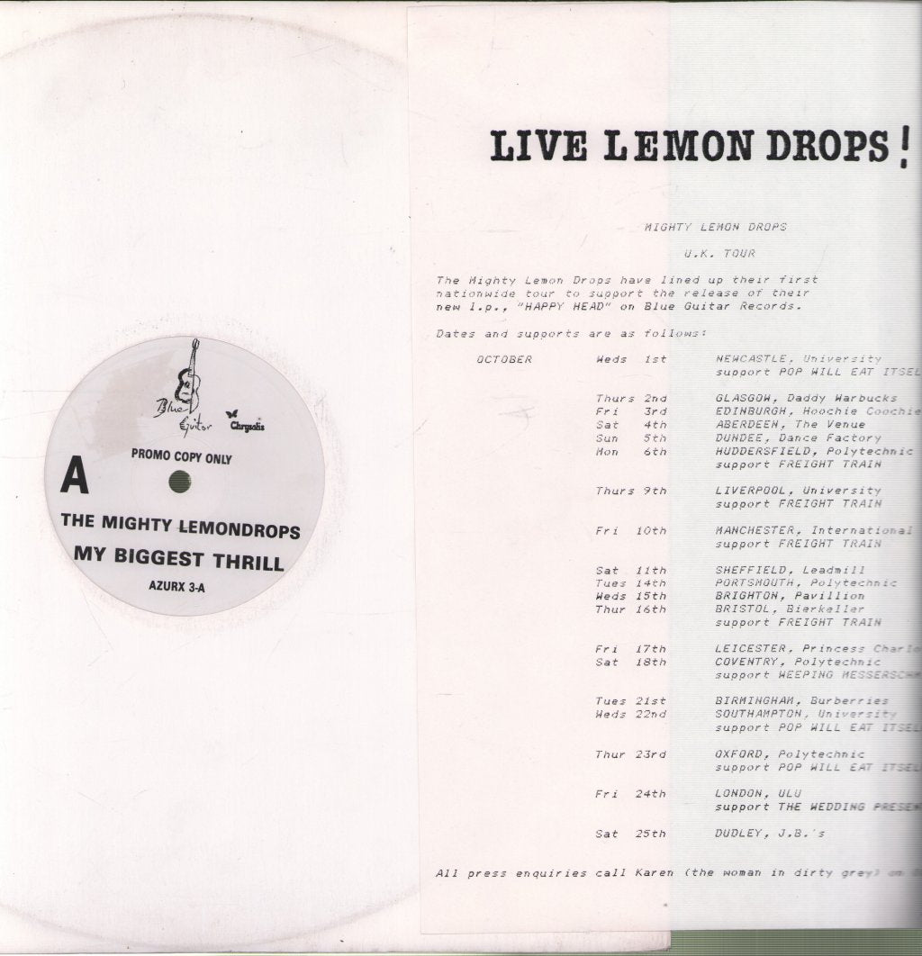 Mighty Lemon Drops - My Biggest Thrill - 12 Inch