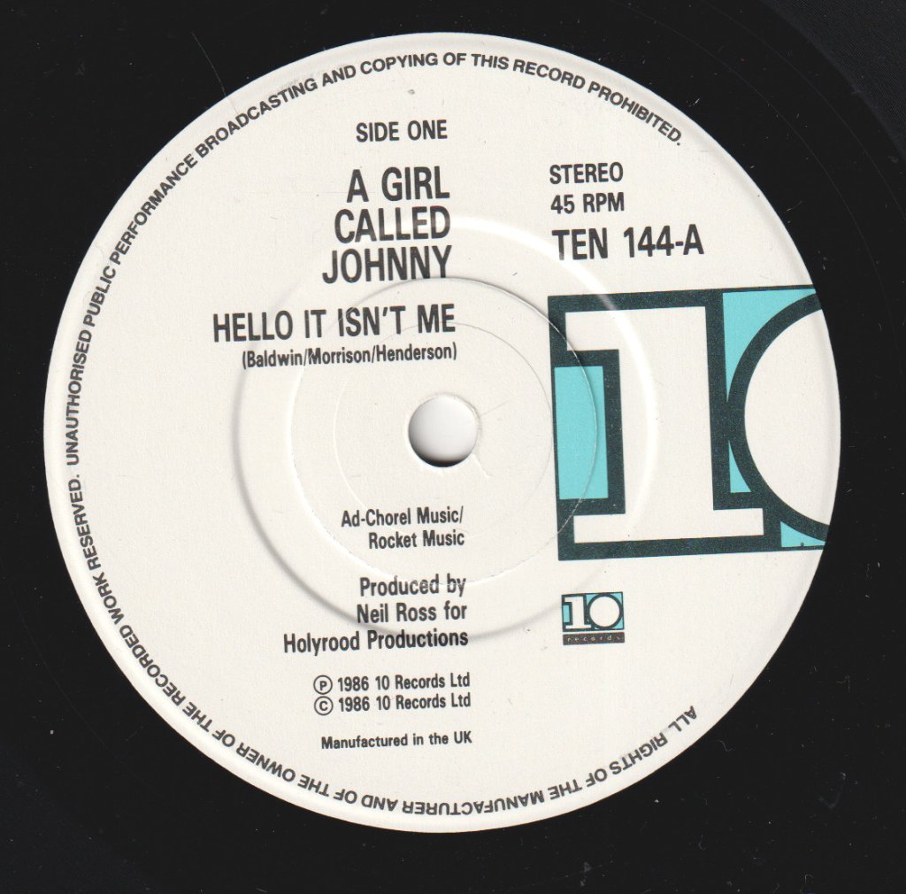 A Girl Called Johnny - Hello It Isn't Me - 7 Inch