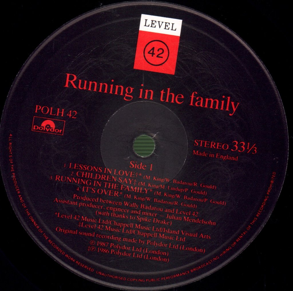Level 42 - Running In The Family - Lp