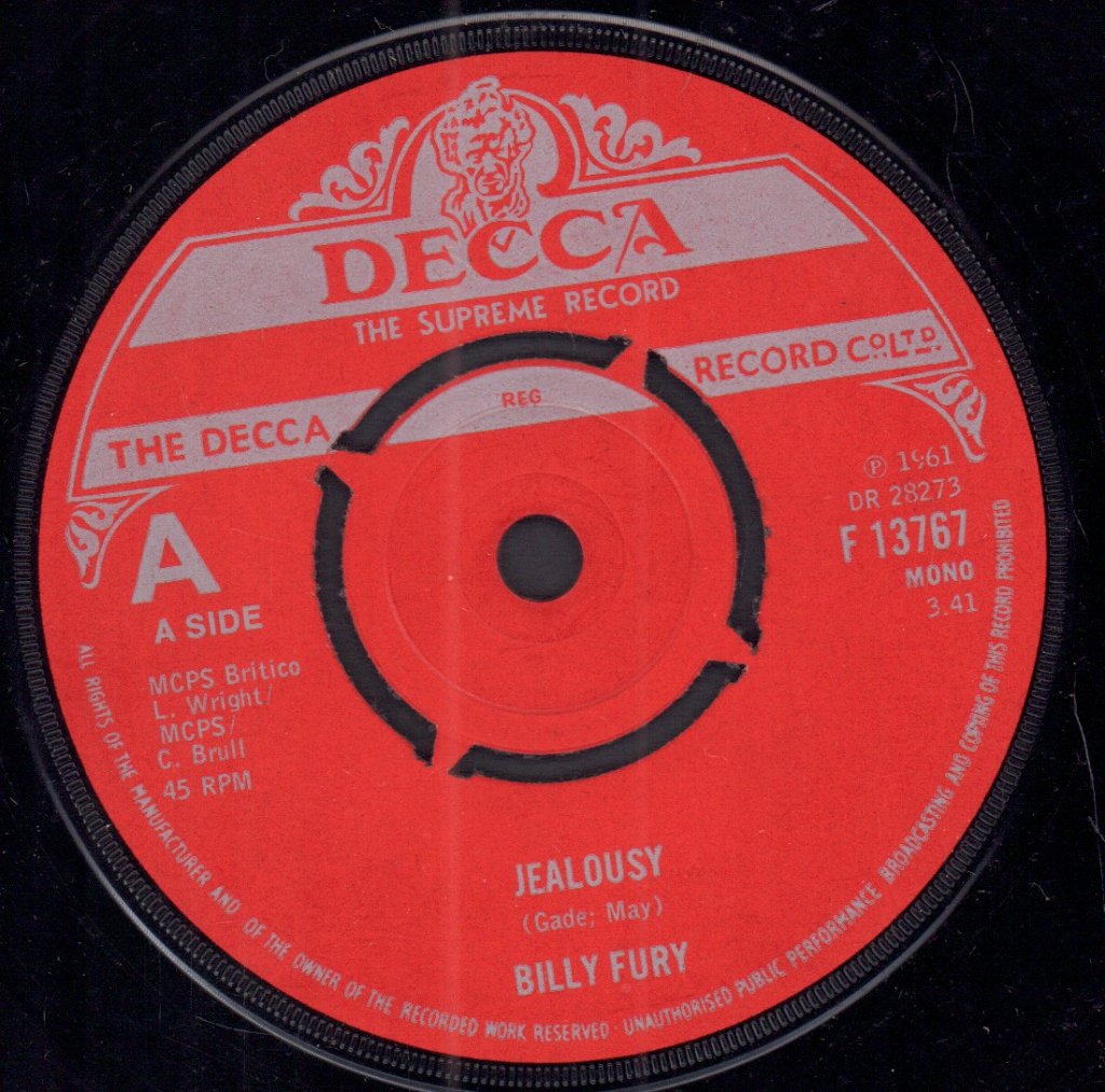 Billy Fury - Jealousy - 7 Inch