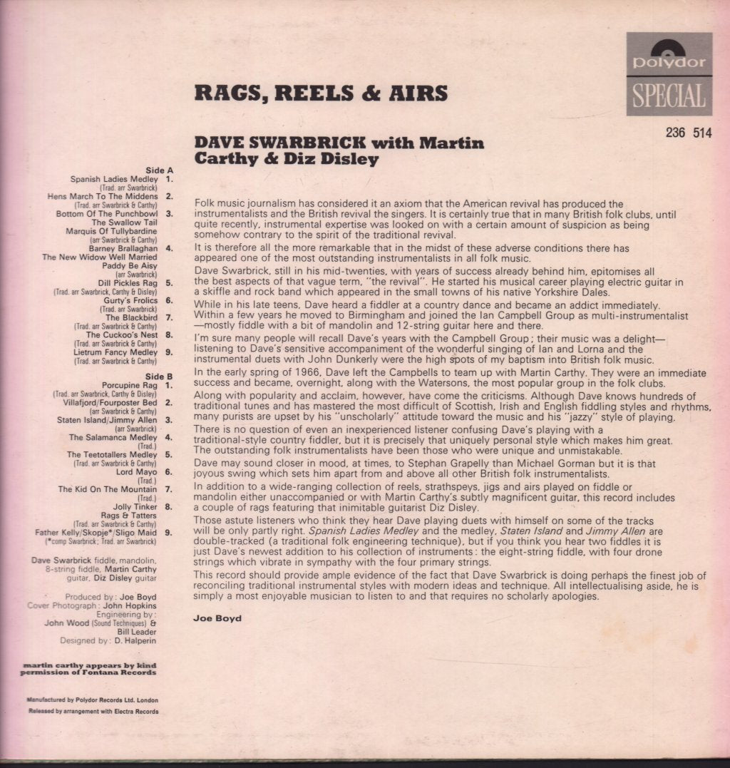 Dave Swarbrick - Rags Reels And Airs - Lp