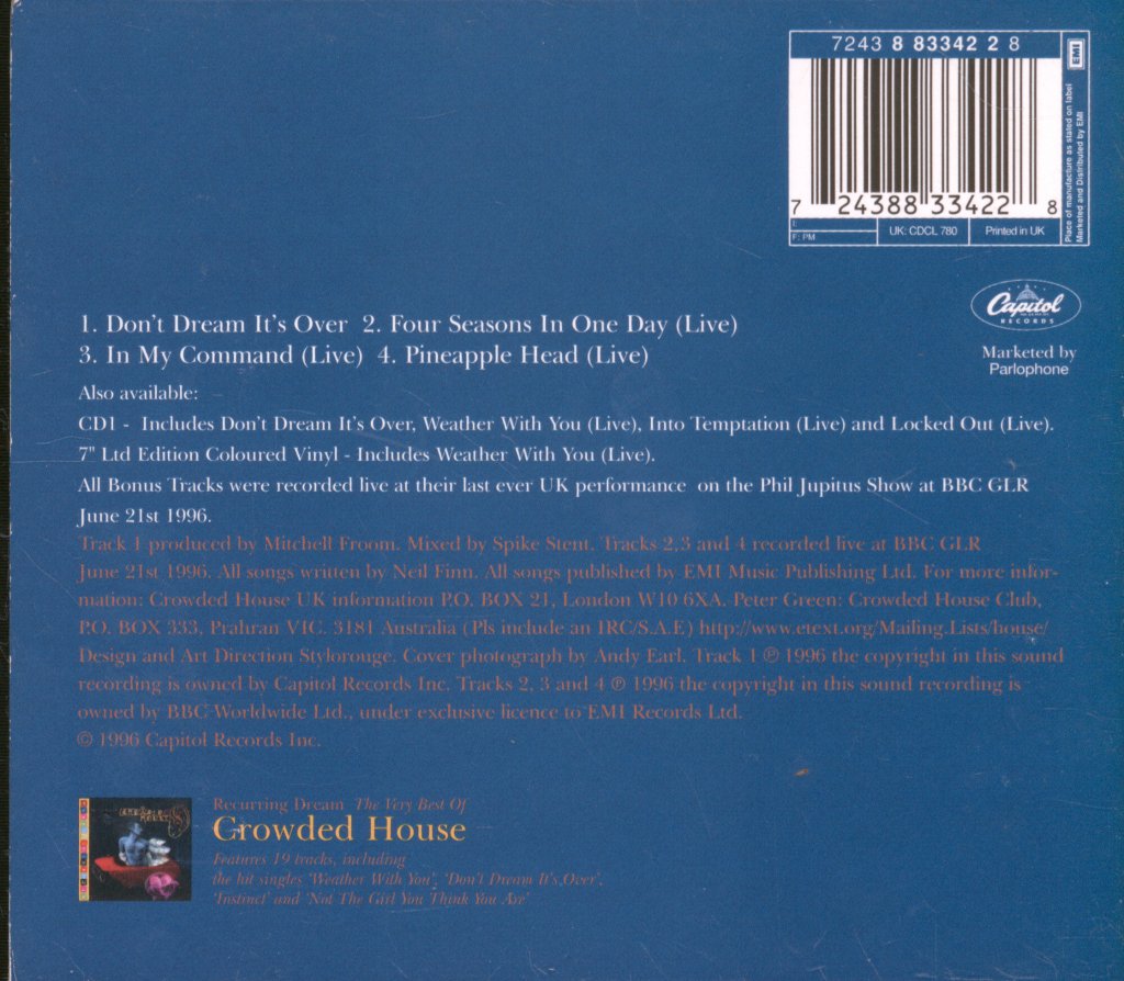 Crowded House - Don't Dream It's Over - Cd