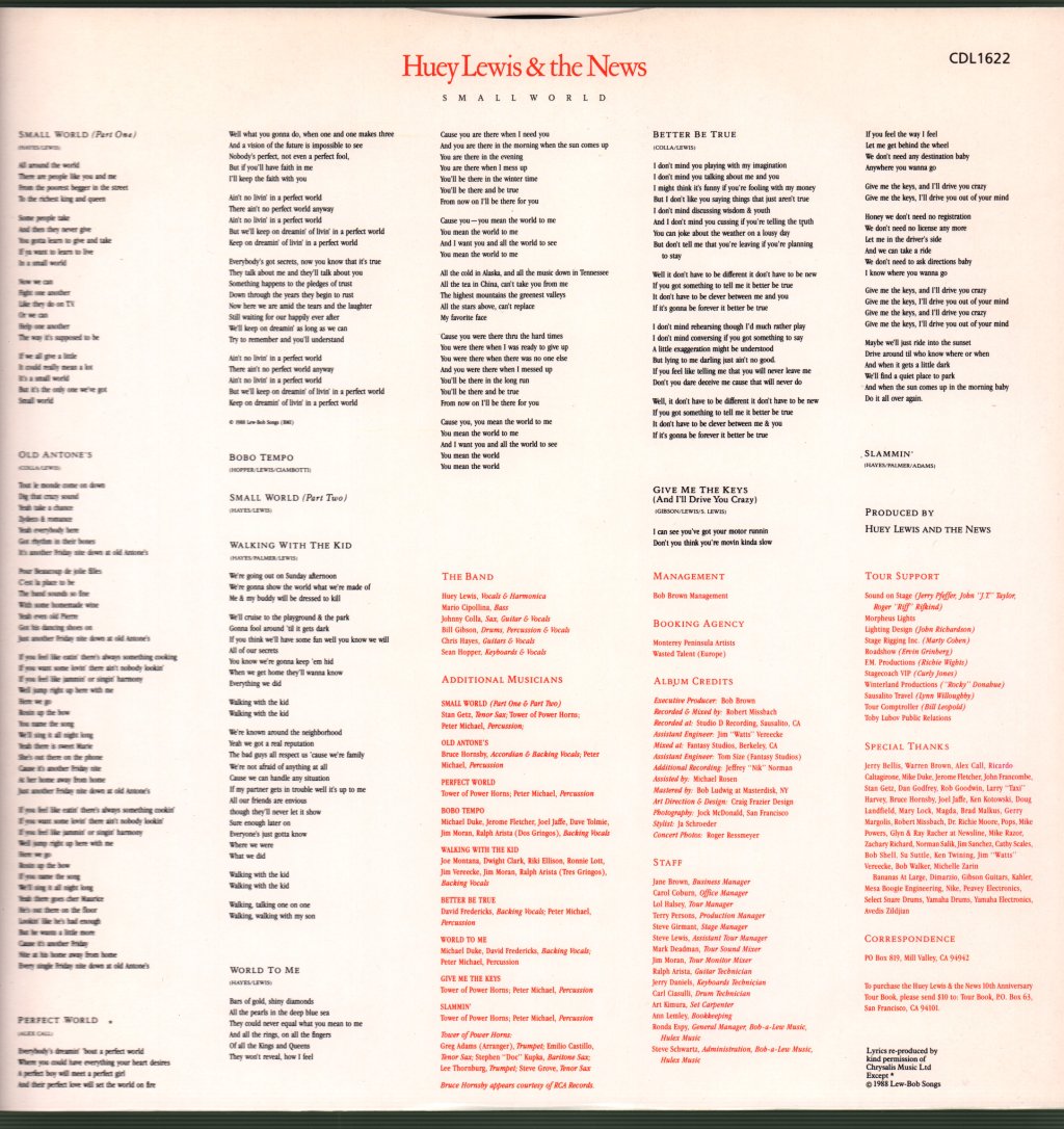 Huey Lewis And The News - Small World - Lp