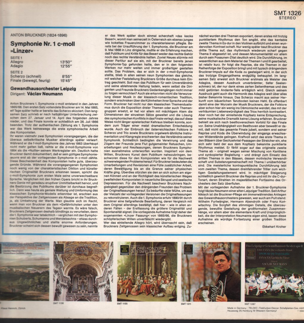 Vaclav Neumann / Gewandhausorchester Leipzig - Anton Bruckner - Symphonie Nr. 1 "Linzer" - Lp