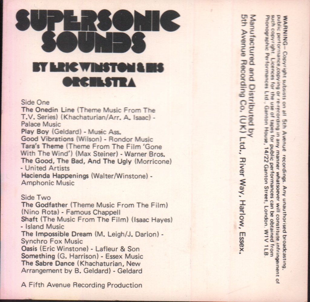 Eric Winstone & His Orchestra - Supersonic Sounds - Cassette