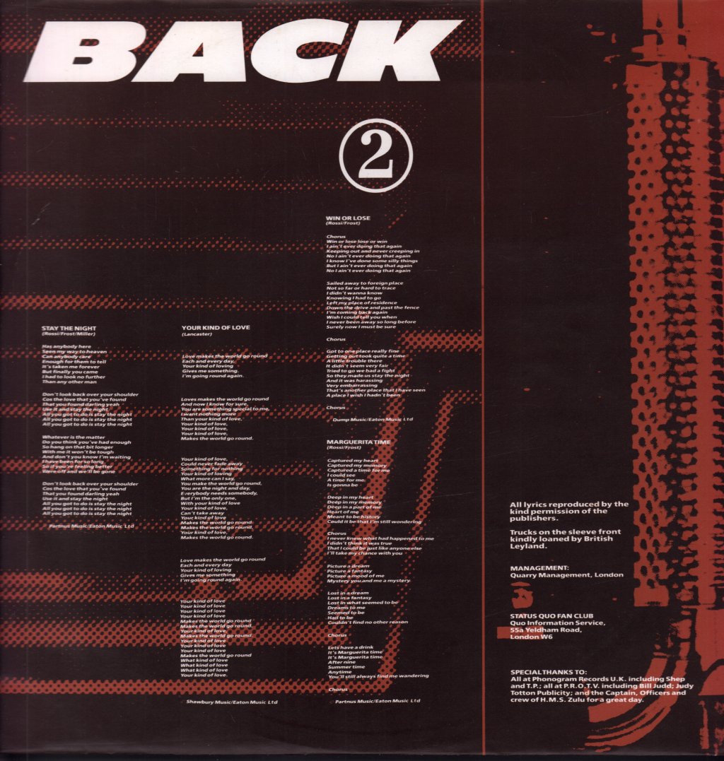 Status Quo - Back To Back - Lp