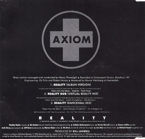 material featuring shabba ranks - Reality - Cd