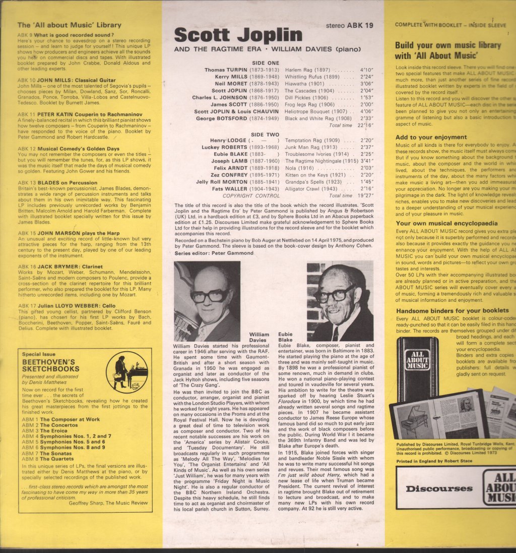 William Davies - Scott Joplin And The Ragtime Era - Lp
