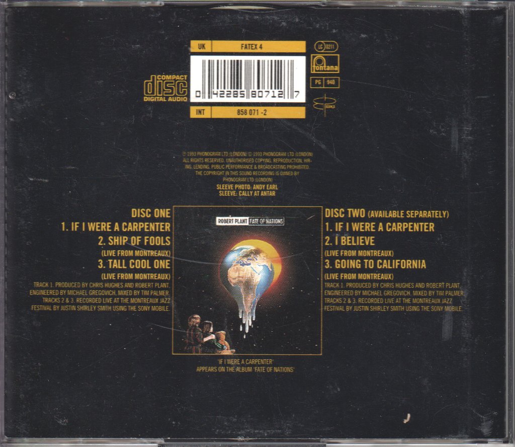 Robert Plant - If I Were A Carpenter - Cd