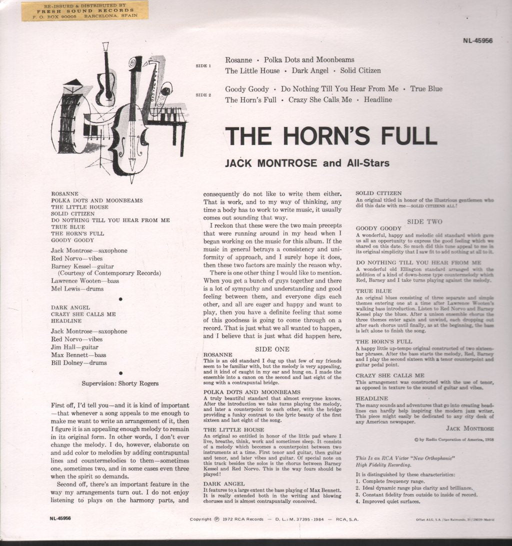 Jack Montrose Quintet with Red Norvo - Horn's Full - Lp