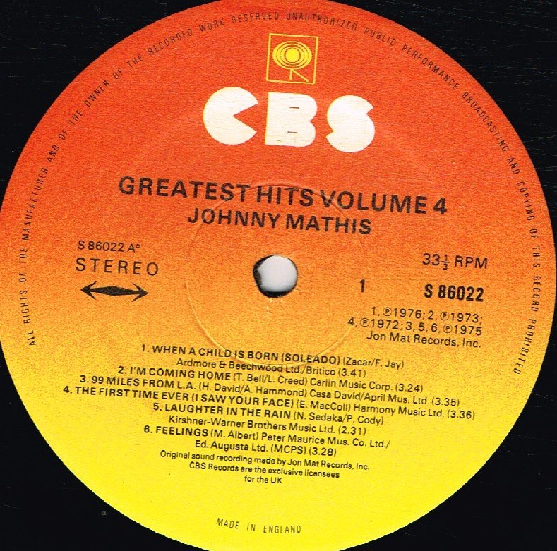 Johnny Mathis - Greatest Hits - Volume Four - Lp